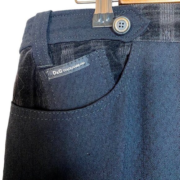 Vintage D & G Black Virgin Wool Blend Skirt With Side Pockets Size  L 32/46 - Picture 3 of 11